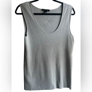 St. John Womens Wool Blend Ribbed Knit Tank Top Light Gray Size Large